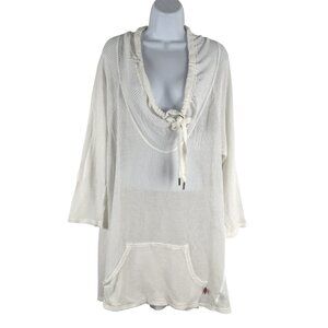 XCVI Open Knit Mesh Tunic Sweater Top XL White Cotton Tencel Beach NWT‎ TP-3775